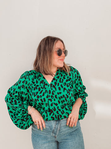 Green Leopard Blouse