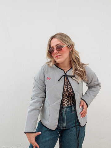 Black & White Bow Striped Jacket