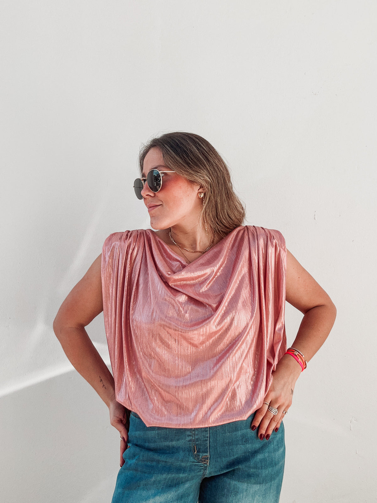 Rose Metallic Blouse