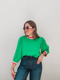 Green Rainbow Stripes Blouses