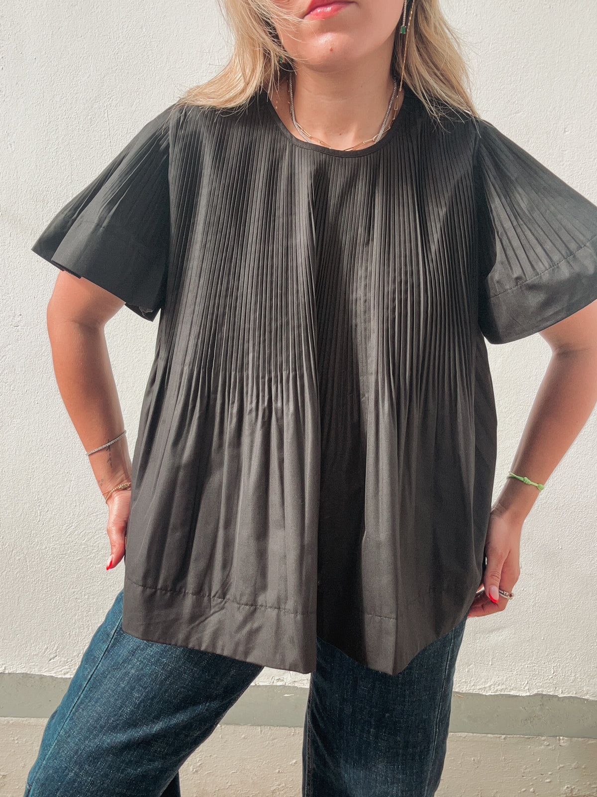 Black Pleated Blouse