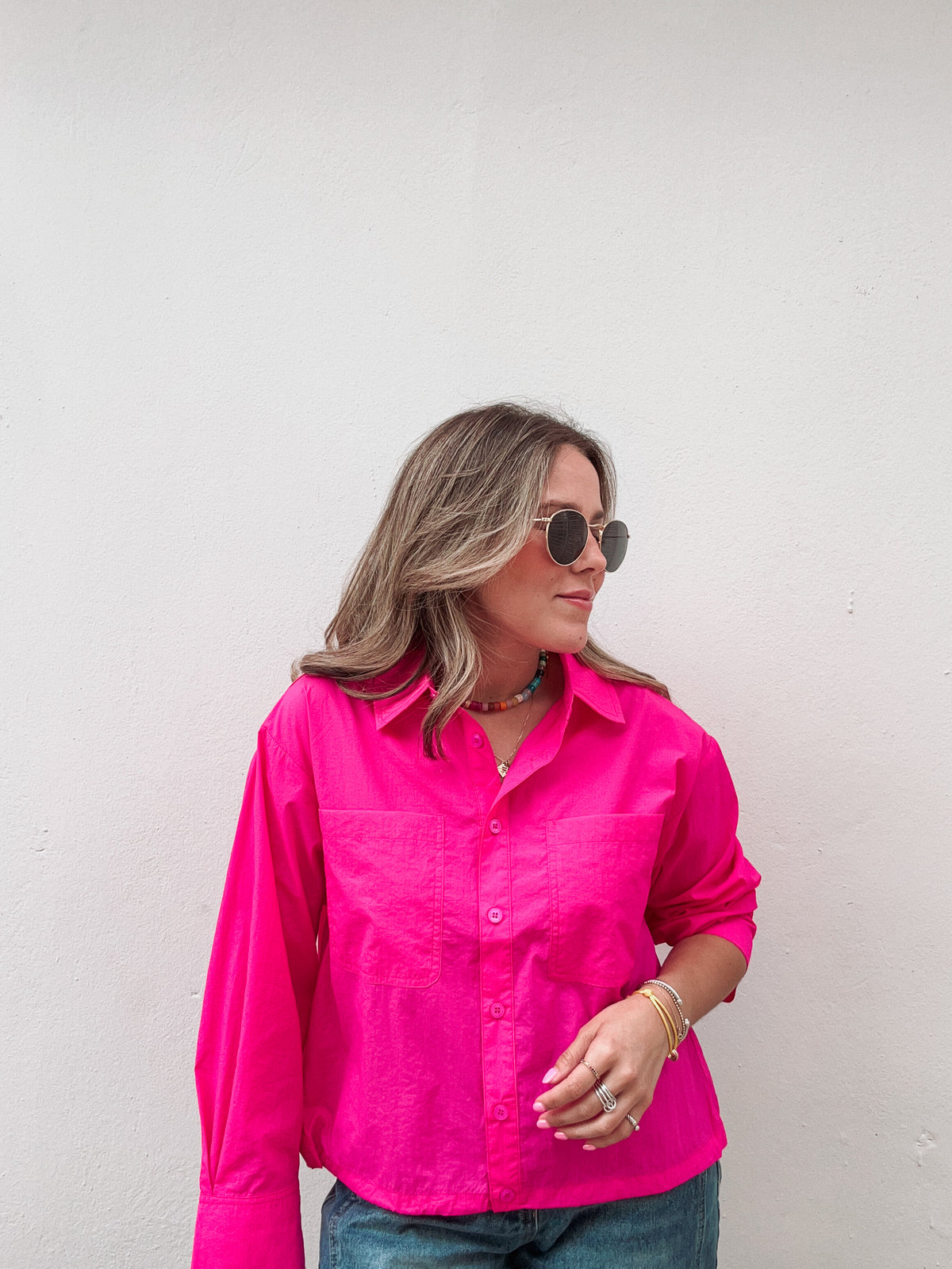 Berry Hot Pink Button Down