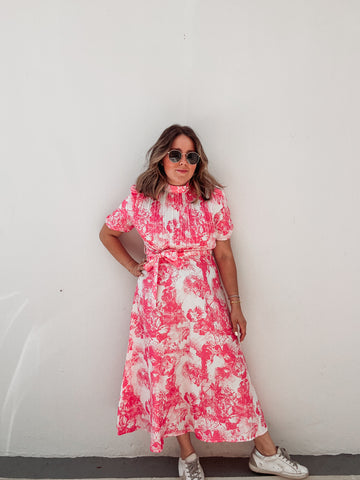 Rosé Printed Pleated Dress