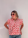 Vanilla & Red Polka Dot Top