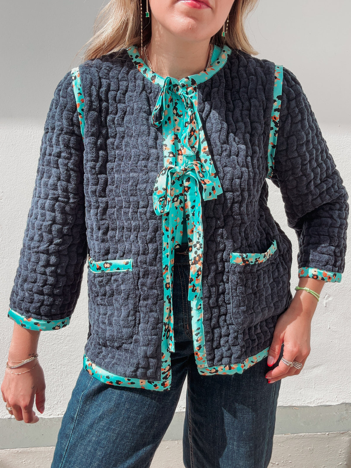 Wavy Smooth Terry Leopard Cardigan