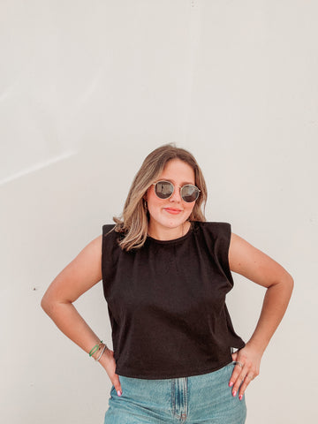 Black Basic Muscle Tee