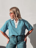 Blue & Brown Stripe Top