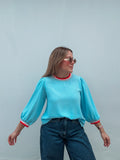 Light Blue Rainbow Stripe Blouse