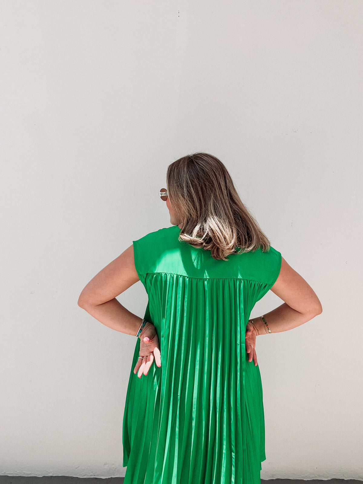 Verde Pleated Easy Dress