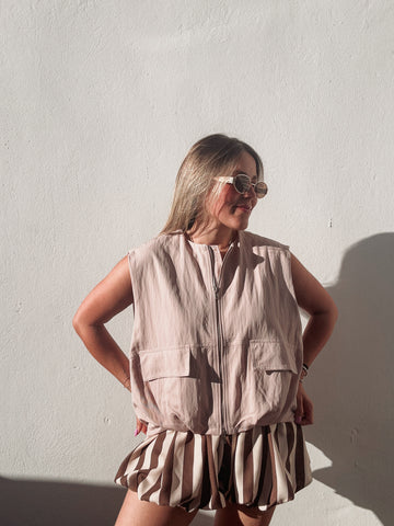 Dusty Pink Zipper Vest
