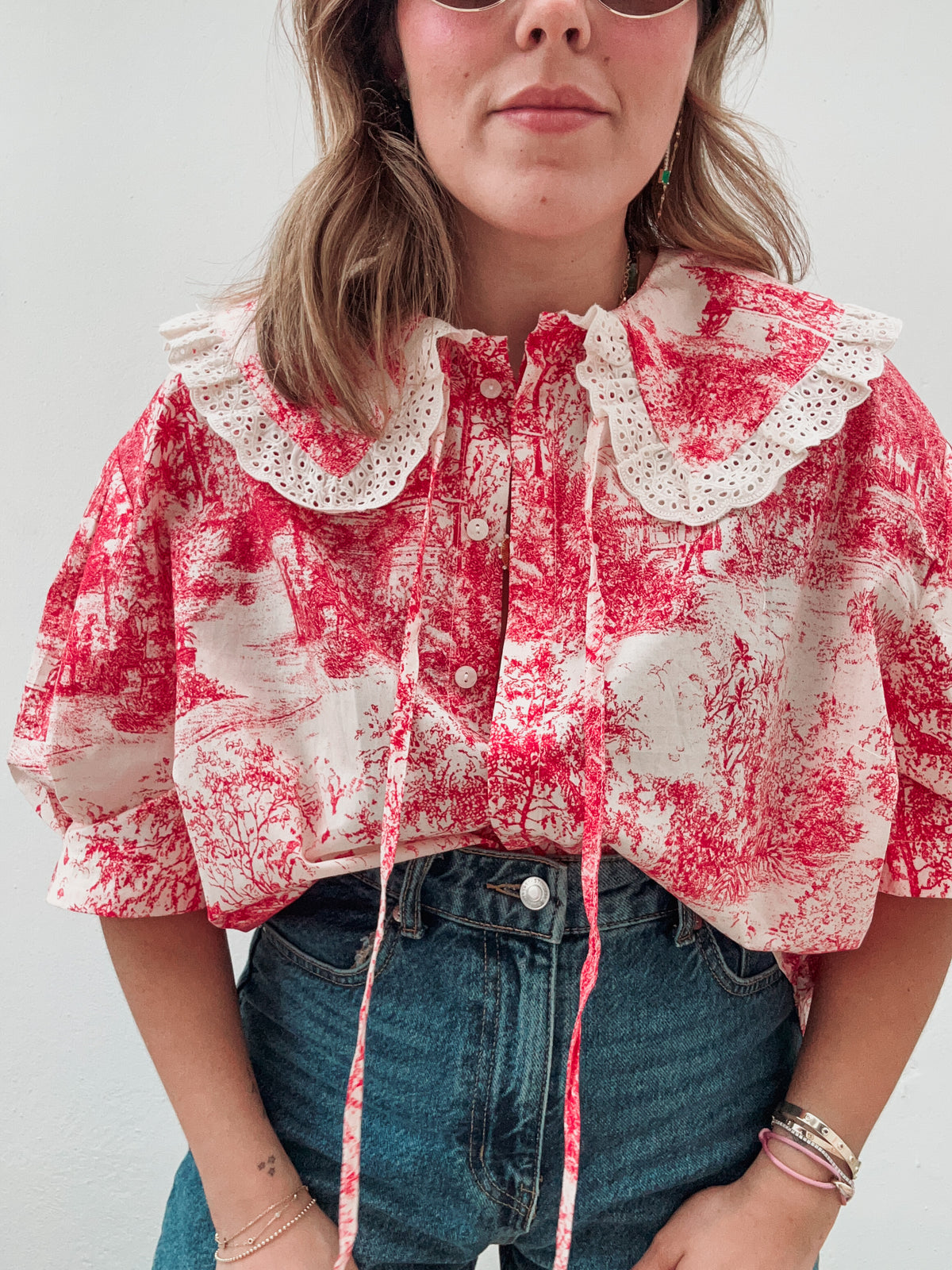 Red Amour Collar Top