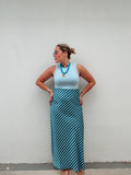 Light Blue & Navy Striped Skirt