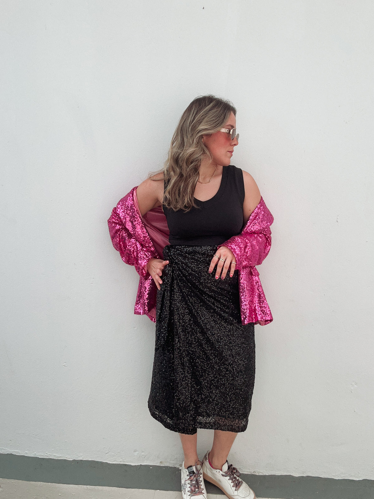 Black Knot Sequin Skirt