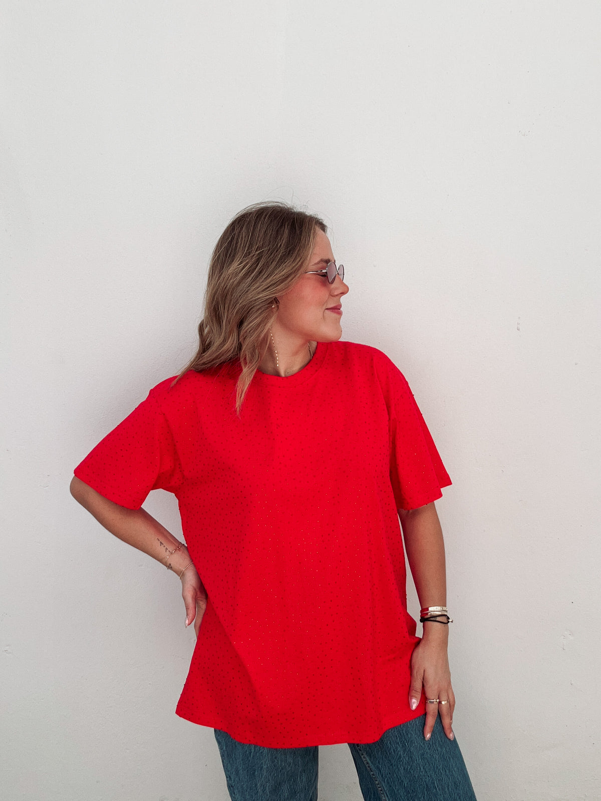 Red Rhinestone Tee