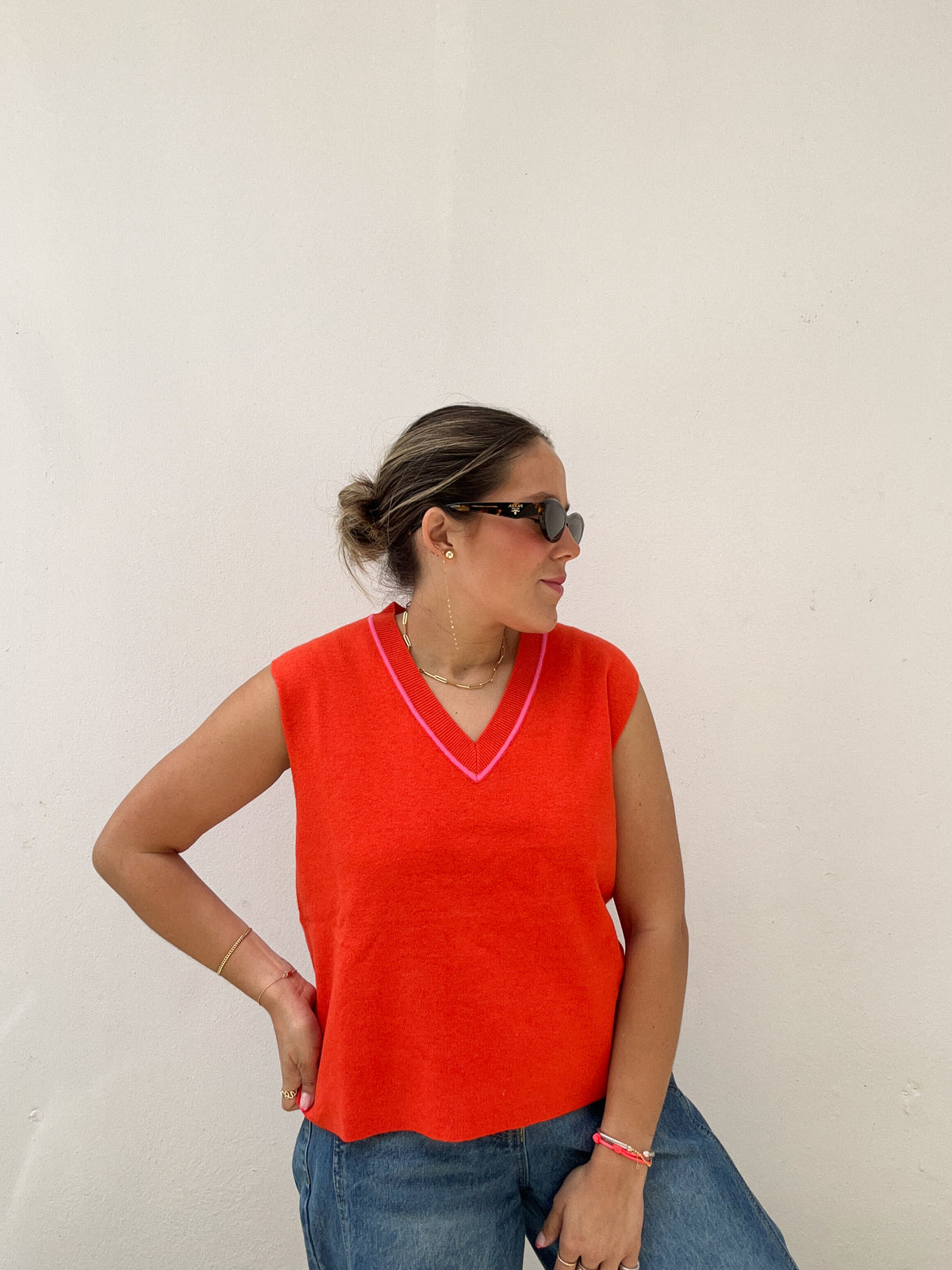 Orange & Pink Sherbet Knit Vest
