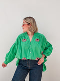 Green Beaded Eye Blouse