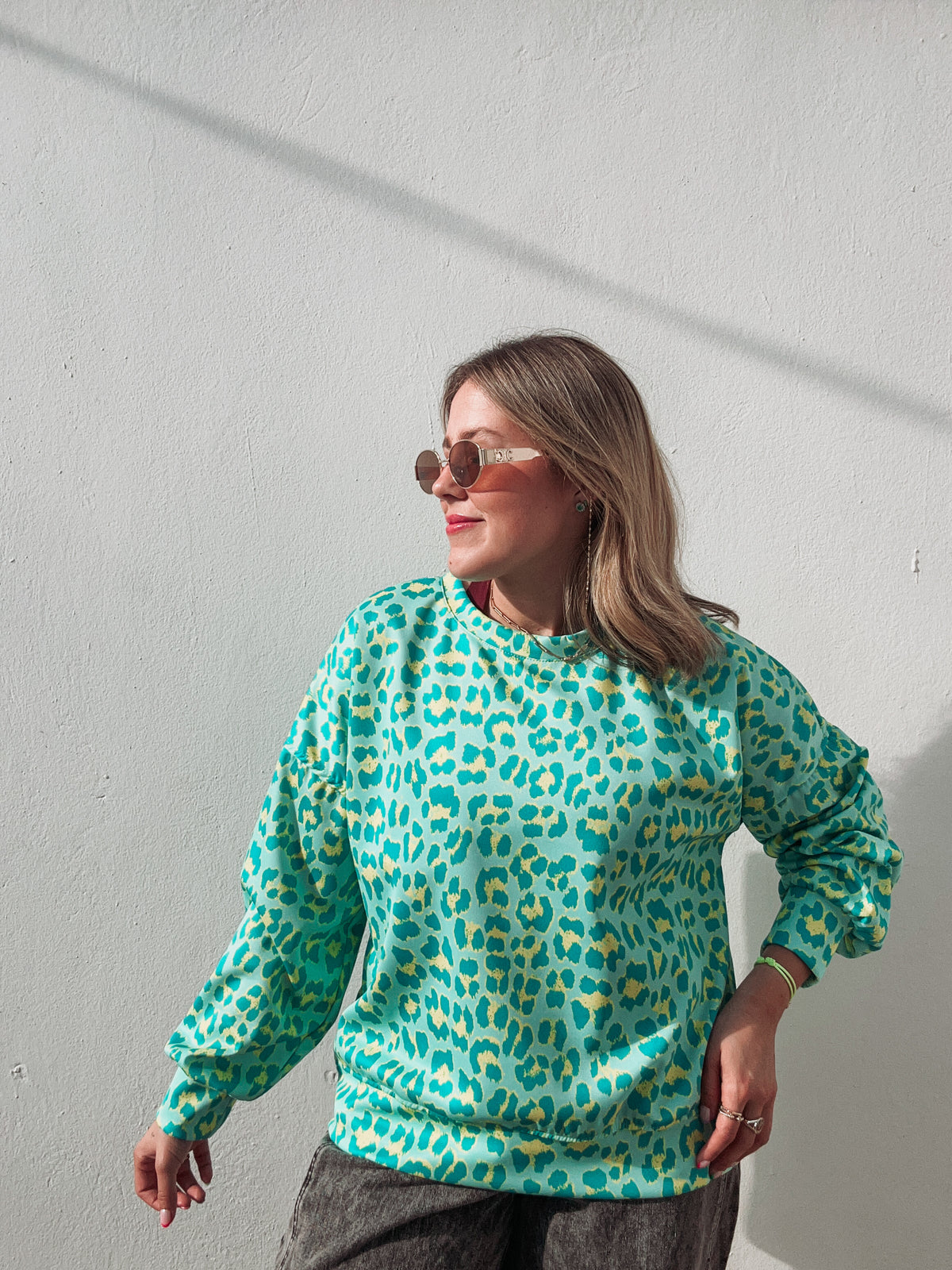 Aqua & Yellow Cheetah Sweatshirt