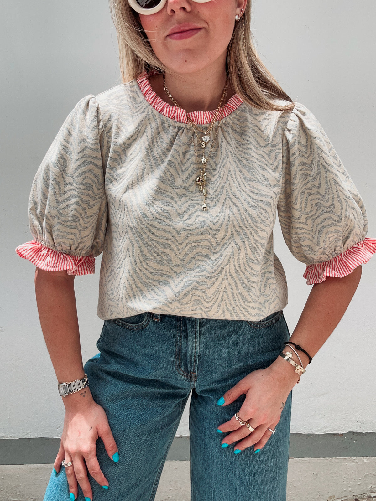 Grey & Cream Zebra Blouse