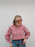 Red Gingham Collar Blouse