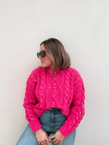 Pink Rhinestone Knit