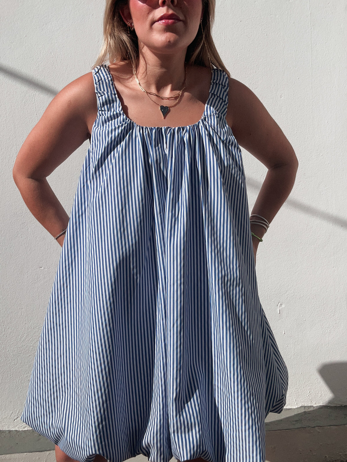 Blue Striped Bubble Dress