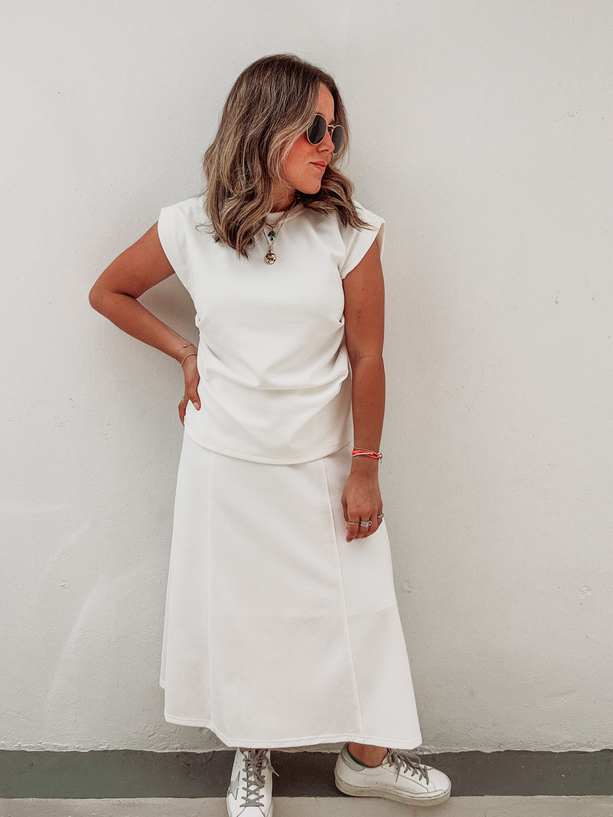 Blanc Top & Skirt Set