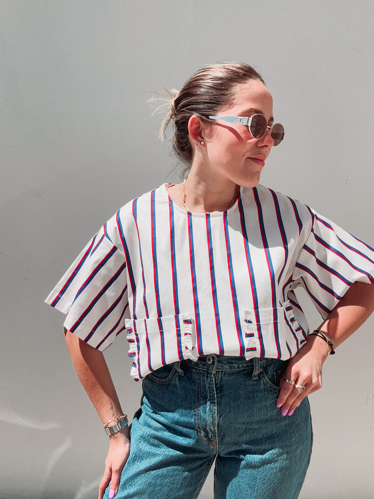 Blueberry Strawberry Striped Top