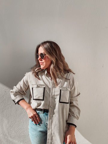 Black & White Stripe Button Down