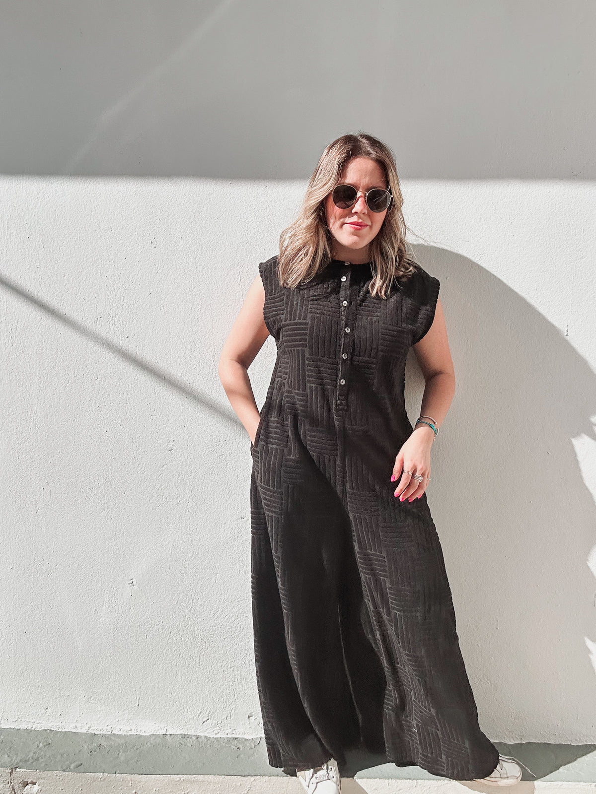 Black Terry Romper