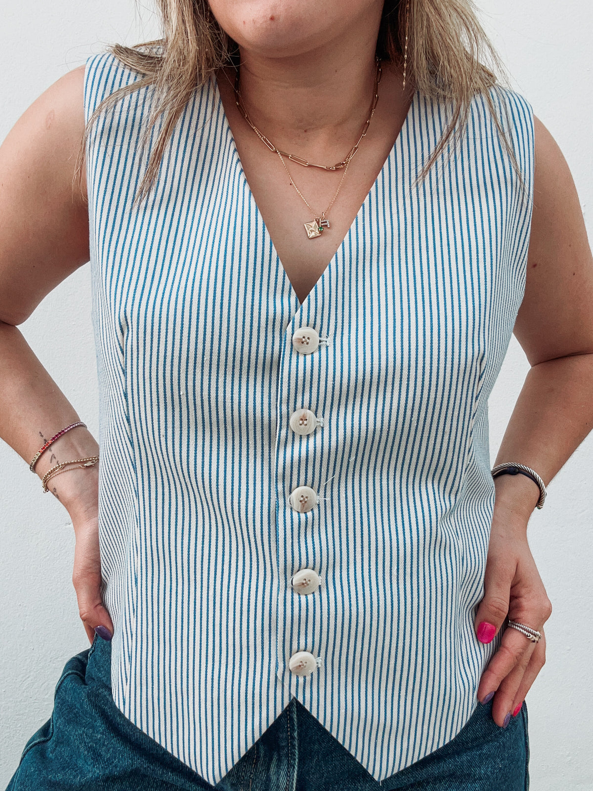 Blue Striped Vest