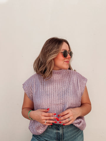 PRE ORDER: Lavender Haze Metallic Knit Top