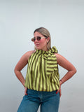 Lime Stripe Bow Bubble Top