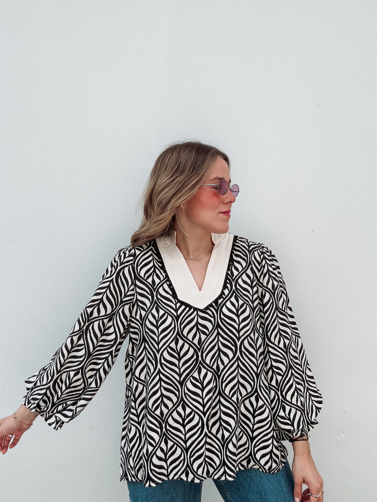 Brisas Black Printed Top
