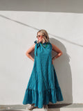Navy & Blue Stripe Bow Maxi Dress