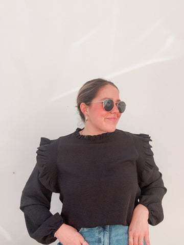 Black Ruffle Blouse
