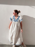 Atenas Embroidered Ruffle Dress