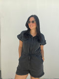 Black Washed Denim Romper