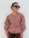 Pink & Brown Stripe Top