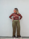 Olive Satin Black Lace Pants