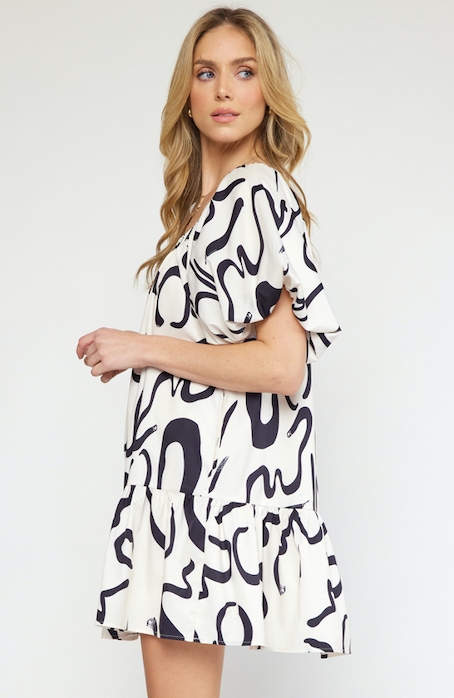 Wavy Cream & Black Dress