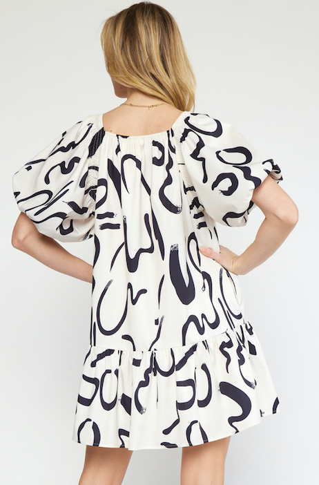 Wavy Cream & Black Dress