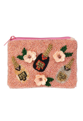 Pink Champagne Beaded Coin Purse