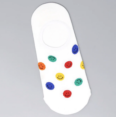 Rainbow Smiley No Show Socks (Silicone Tab)