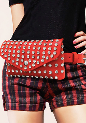 Red Rhinestone Belt Bag