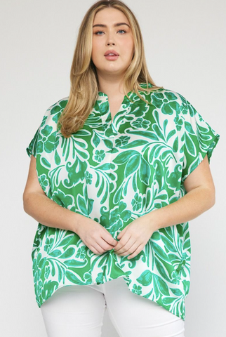 Valeria Green Printed Blouse