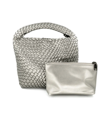 Silver Woven Crossbody/Tote Bag