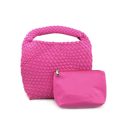 Pink Woven Crossbody/Tote Bag