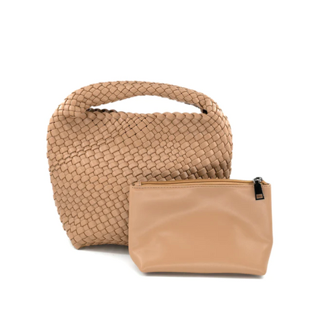 Taupe Woven Crossbody/Tote Bag