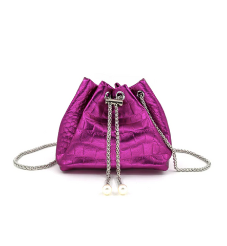 Hot Pink Metallic Bucket Bag