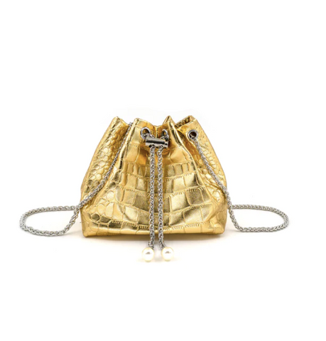Gold Metallic Bucket Bag